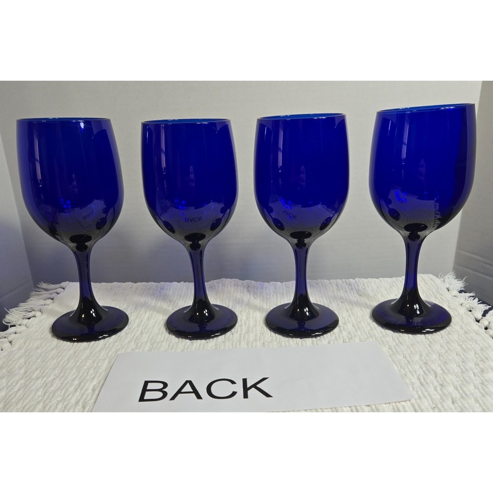 Vtg Libbey Premiere Cobalt Blue Water/Wine Glass Goblets 7.25" 12 oz Set Of 4 - Picture 2 of 10